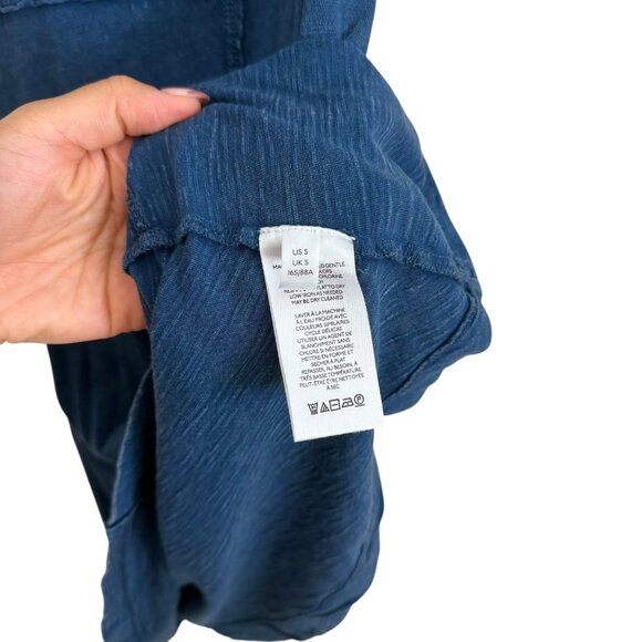 Pilcro Anthropologie Cotton Burnout Twist Back Tank Blue Small Boho Lagenlook - Picture 4 of 6